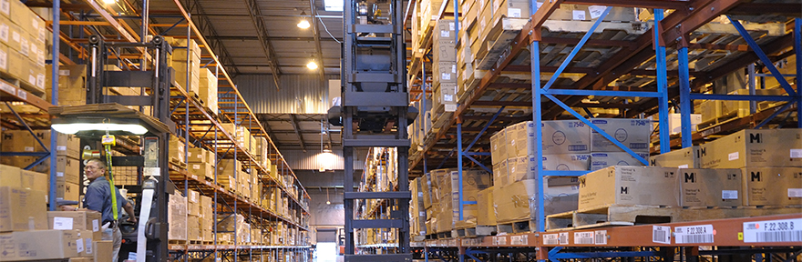 Employee on fork lift